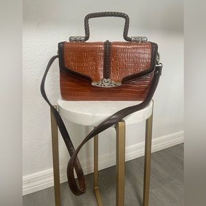 Azmat Fahan - Vintage Leather Box Bag with Silver Tone Accents